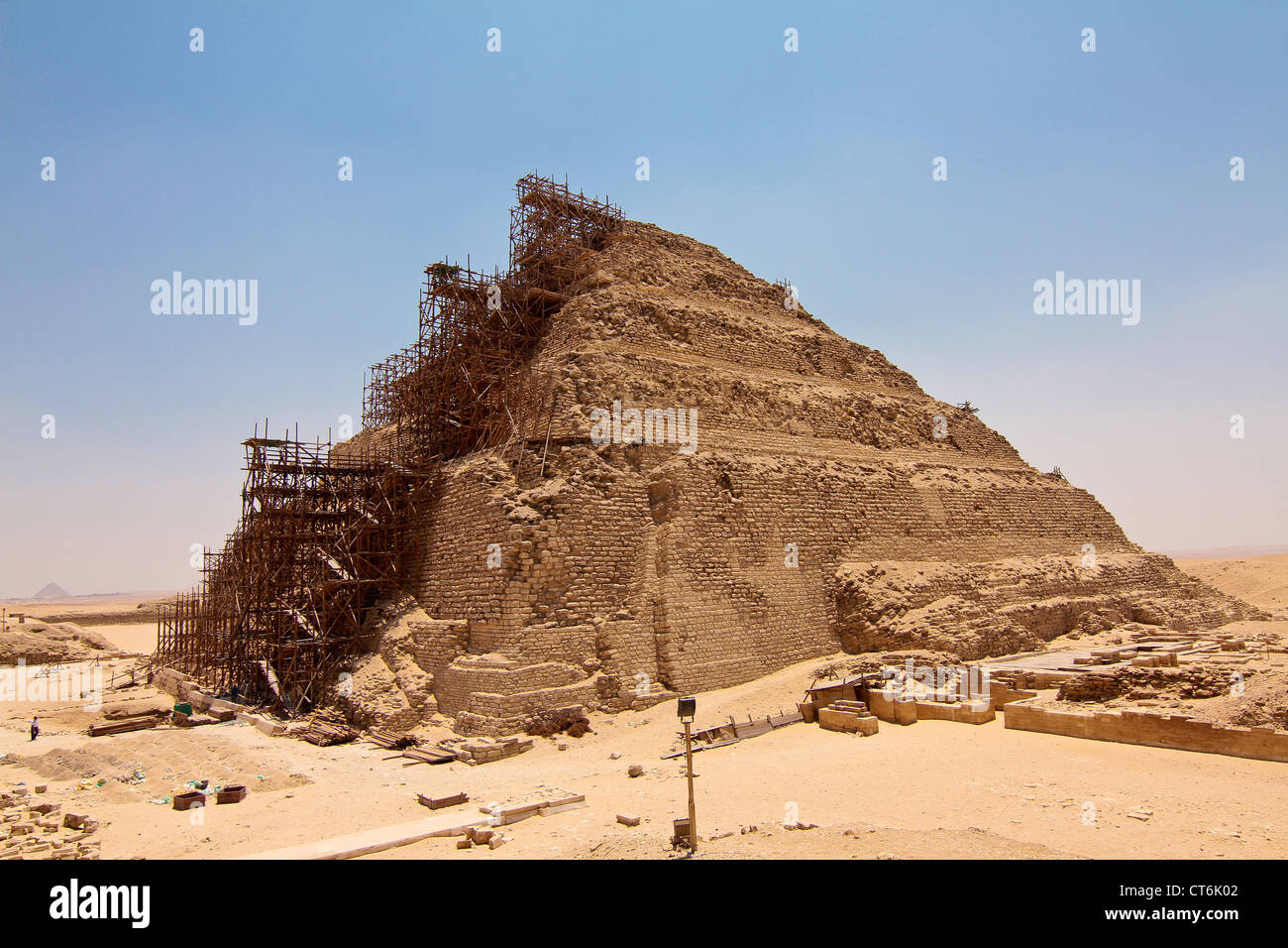 Stufenpyramide von Sakkara in Memphis Ägypten unter Restaurierung Stockfoto