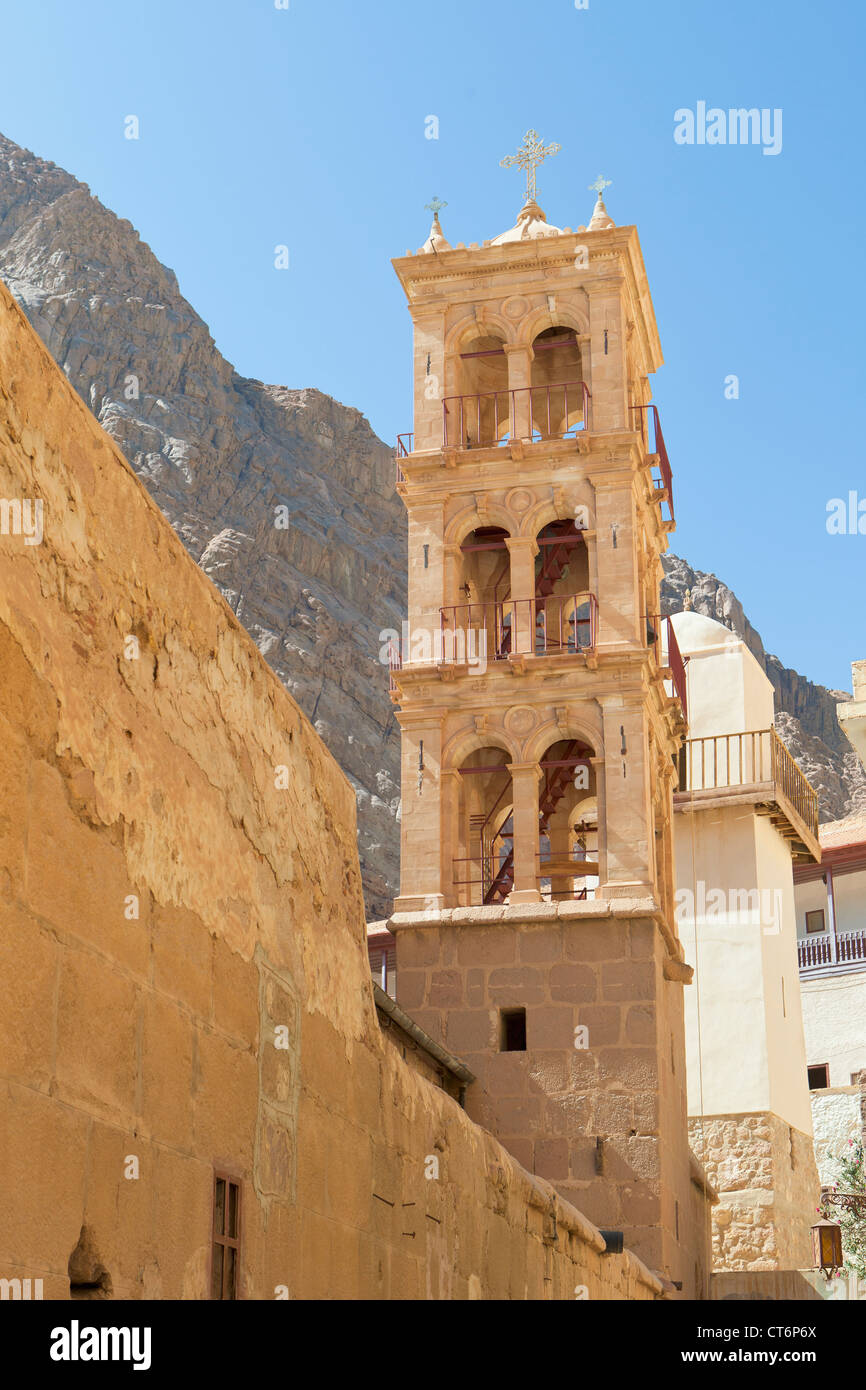 Kirche der Verklärung Glockenturm im Kloster St. Catherine, Sinai, Ägypten Stockfoto