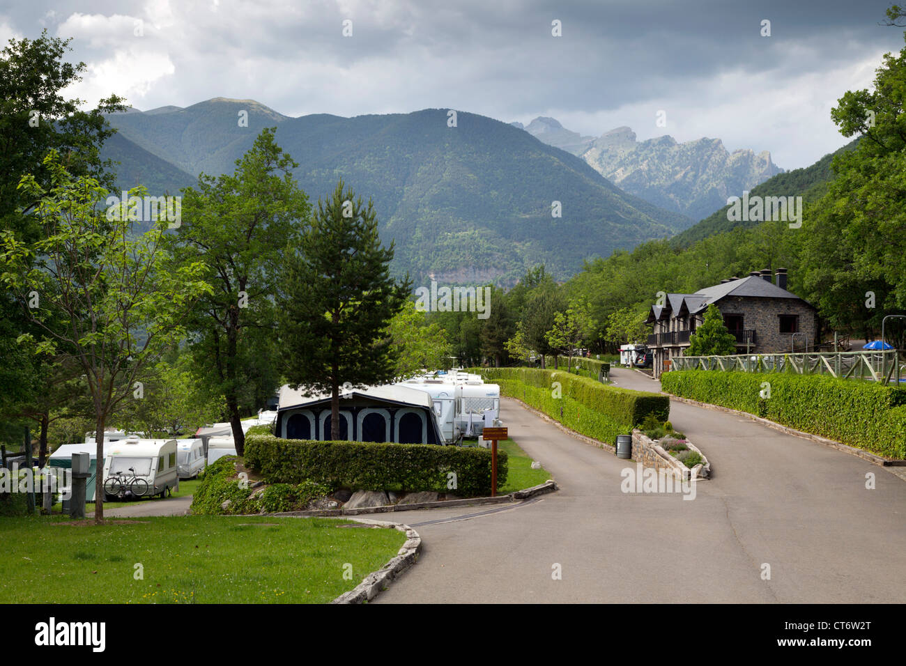 Campingplatz; Gavin Camp; Biescas; Aragon; Spanien Stockfoto