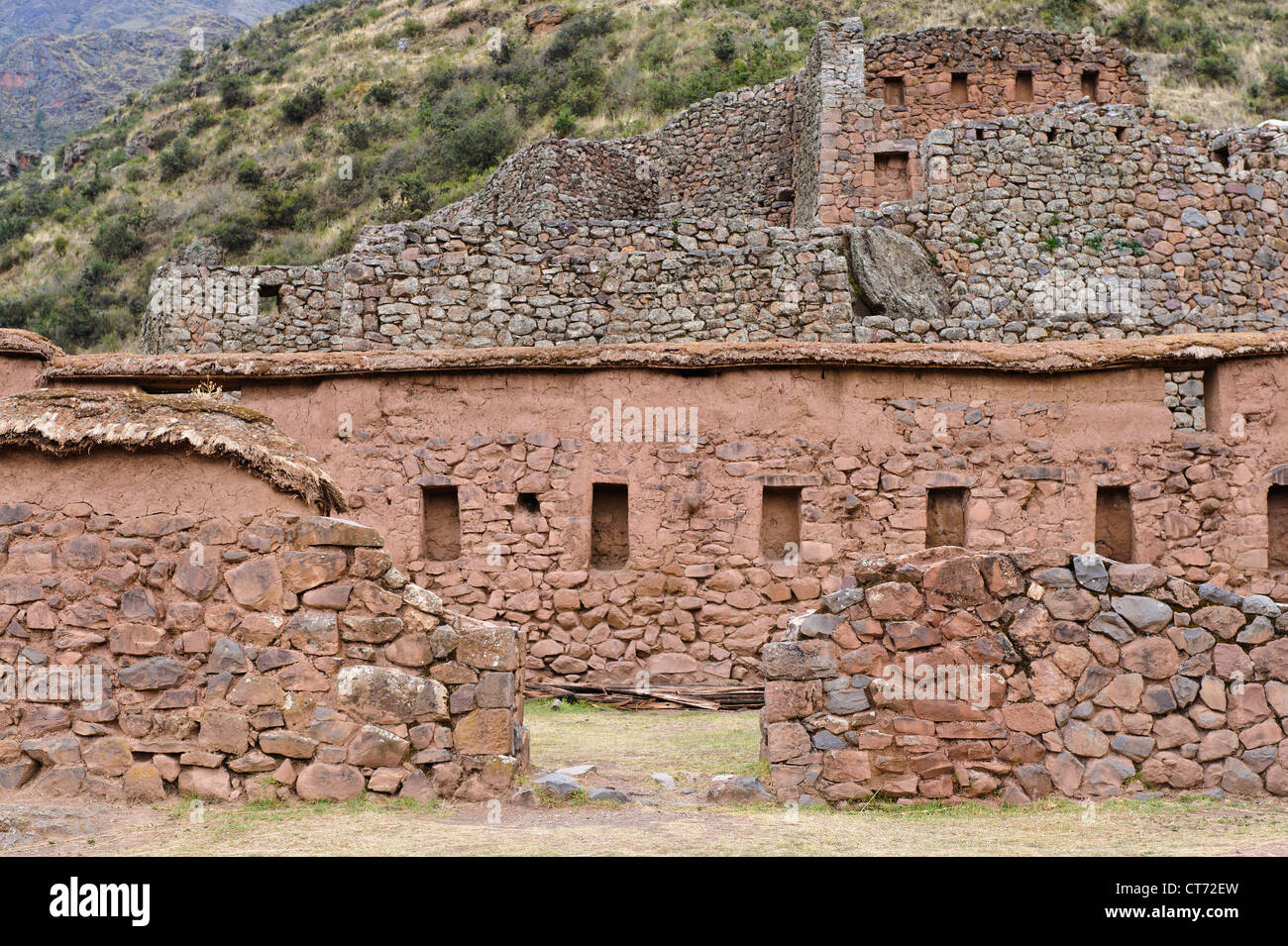 Prä-Inka-Ruinen von Pisac, Urubamba, Peru. Stockfoto