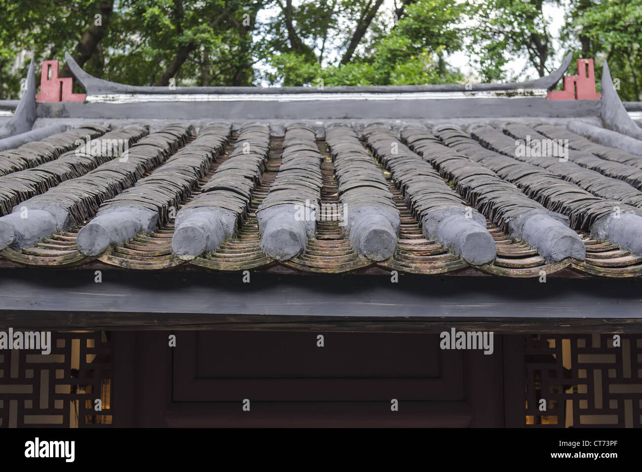 Chinesisch (traditionell) Ziegeldach in Sam Tung Uk Museum, Hong Kong Stockfoto