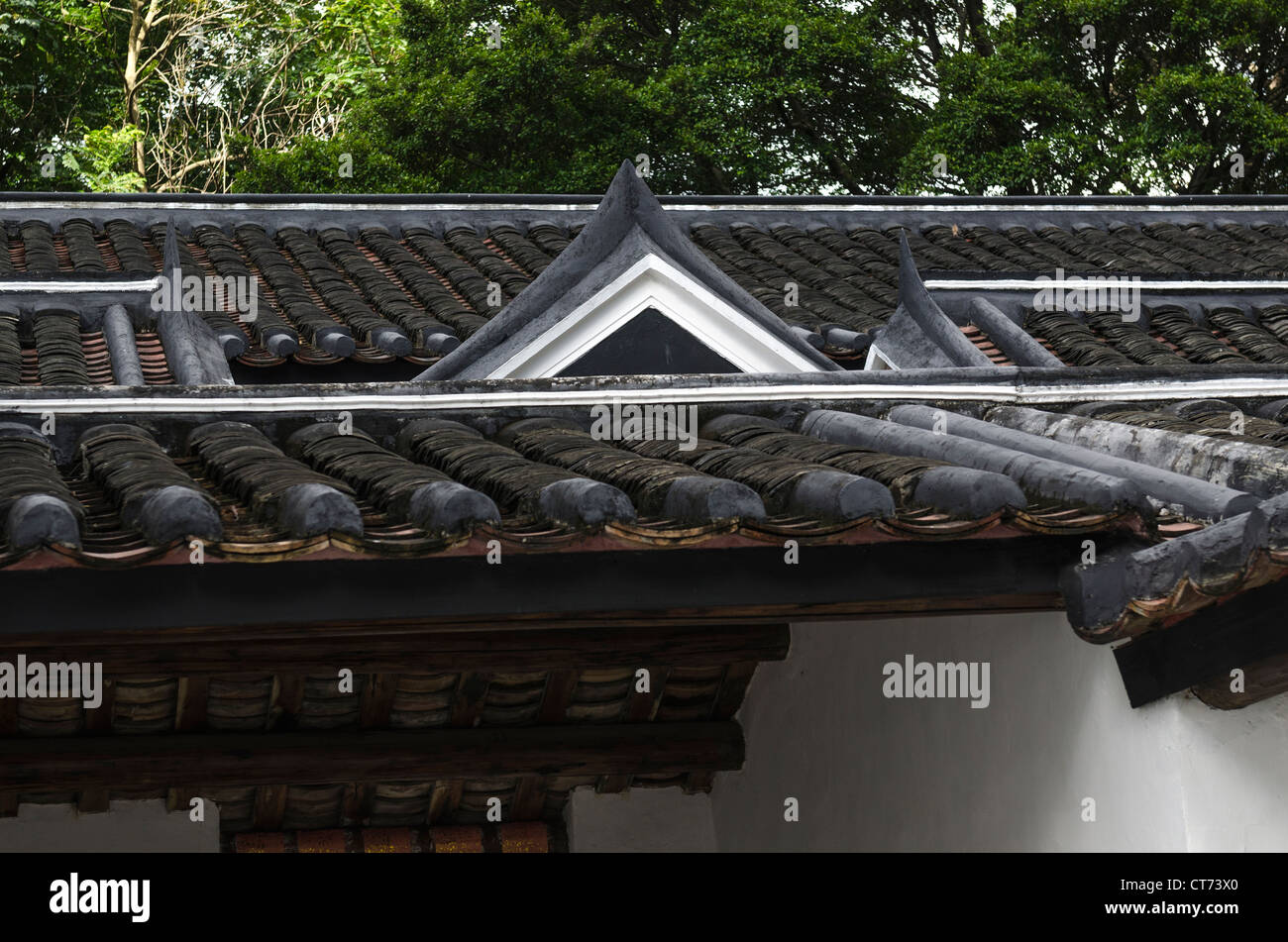 Chinesisch (traditionell) Ziegeldach in Sam Tung Uk Museum, Hong Kong Stockfoto