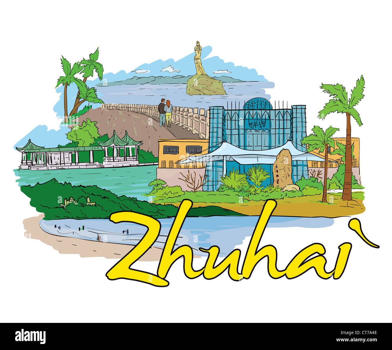Zhuhai Kritzeleien Vektor-illustration Stockfoto