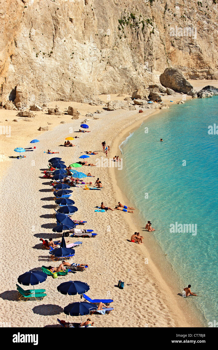 Weltberühmten Strand Porto Katsiki, Lefkada (oder "Lefkas") Insel, Griechenland, Ionisches Meer, Nordteil ("sieben Inseln") Stockfoto