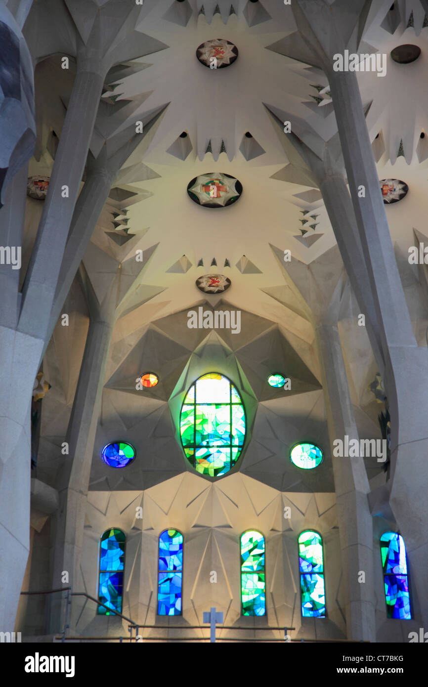 Spanien, Katalonien, Barcelona, Sagrada Familia, Basilika, Interieur, Stockfoto