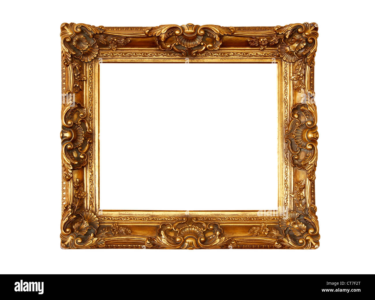 Vintage Holz Bilderrahmen isoliert auf weißem Hintergrund Stockfoto