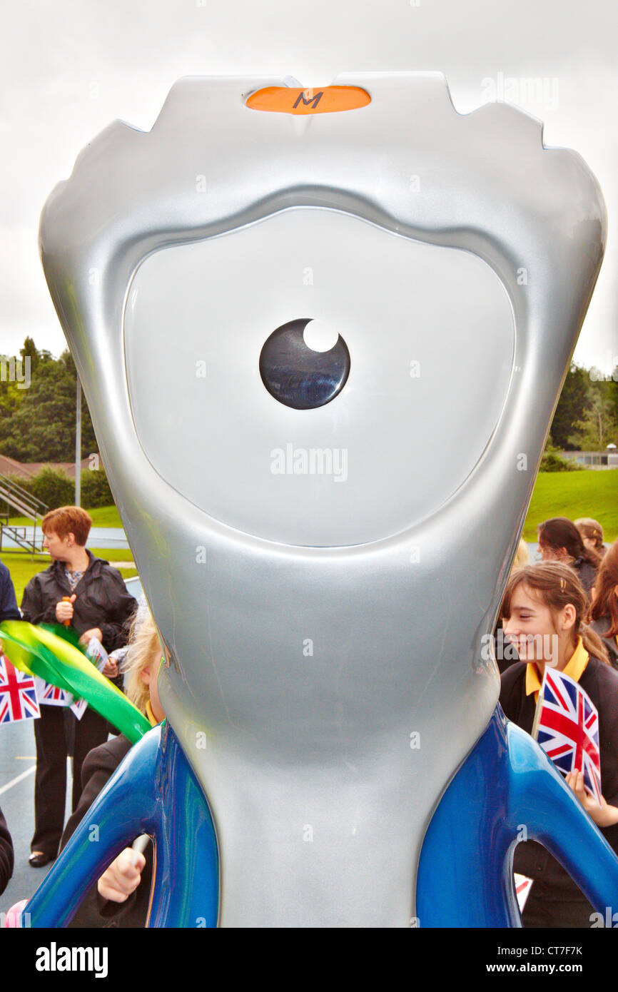 Nahaufnahme eines Olympischen Maskottchen Mandeville in Stoke Mandeville Stadion genommen Stockfoto