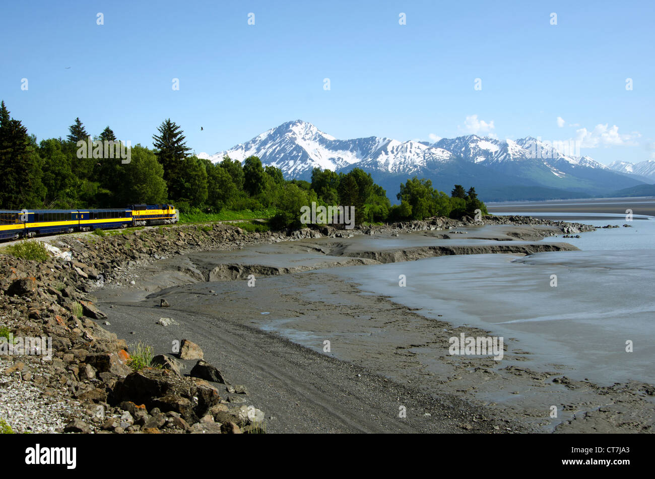 Zugfahrt nach unten Cook Inlet Stockfoto