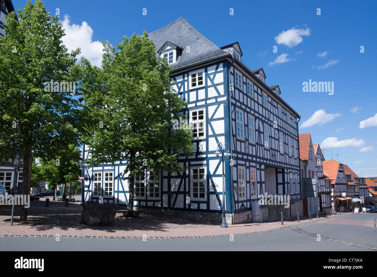 In den vergangenen Patrizierhaus, heute städtische Bibliothek von Korbach, Landkreis Waldeck-Frankenberg, Hessen, Deutschland, Europa Stockfoto