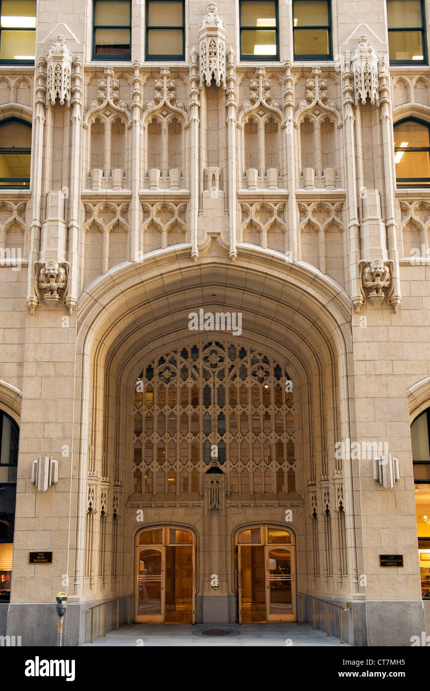 Der Eingang des Russ Building in San Francisco, Kalifornien, USA. Stockfoto
