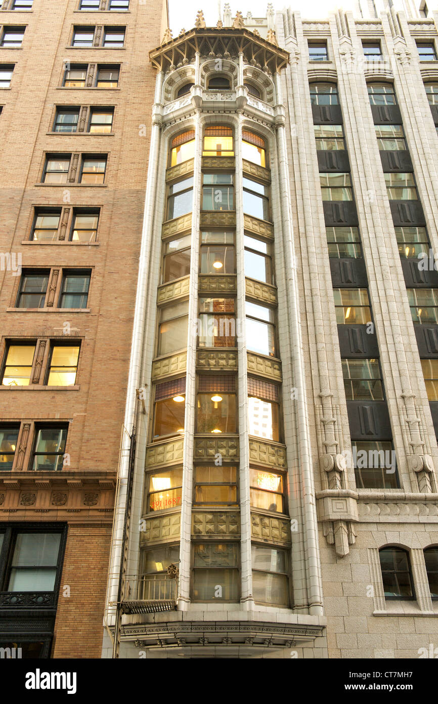 Die Fassade des Gebäudes Heineman in San Francisco, Kalifornien, USA. Stockfoto