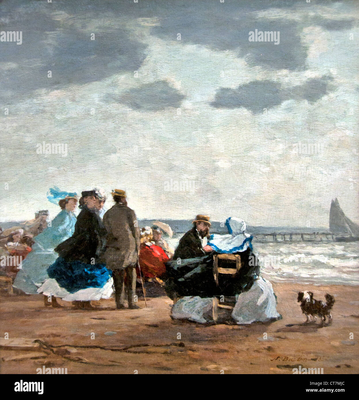 Auf dem Strand 1865 Eugine Boudin Frankreich Französisch Stockfoto