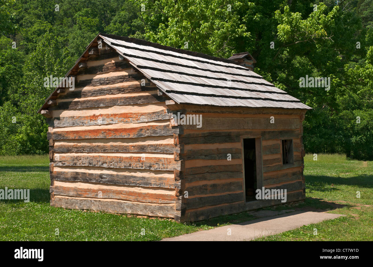 Kentucky, Knob Creek in der Nähe von Hodgenville, Abraham rekonstruiert Elternhaus am Knob Creek Farm, ca. 1811. Stockfoto