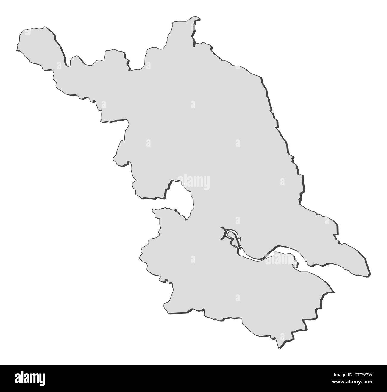 Karte von Jiangsu, eine Provinz von China. Stockfoto