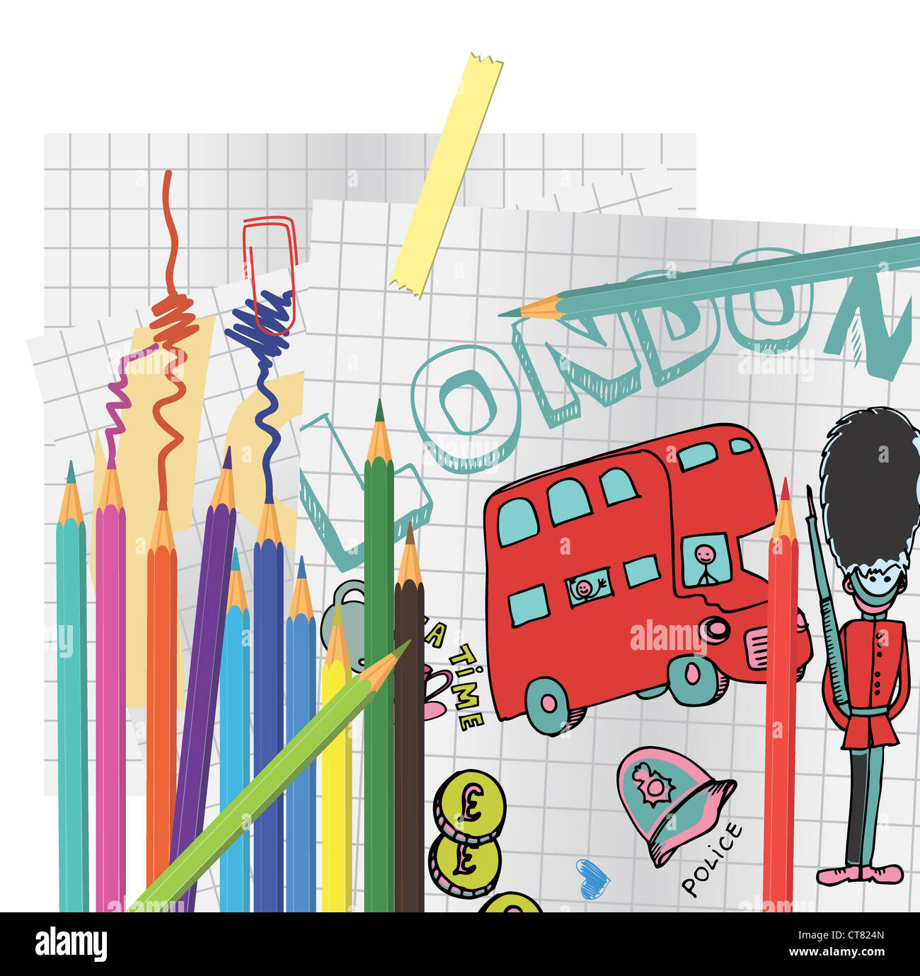 London-doodles Stockfoto