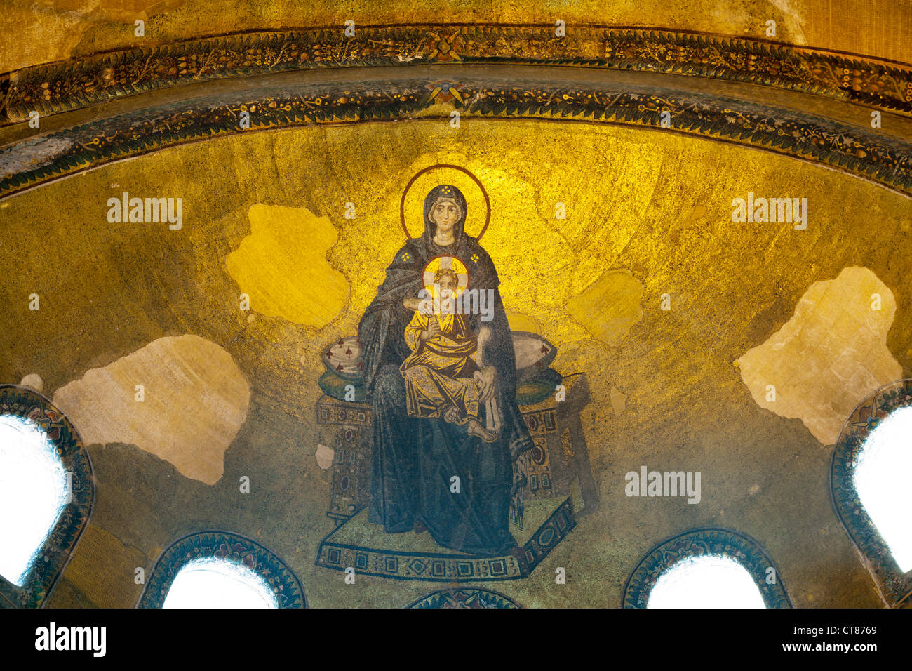 Ägypten, Istanbul, Sultanahmet, Hagia Sophia, Mosaik Einer Madonna in der Apside Stockfoto