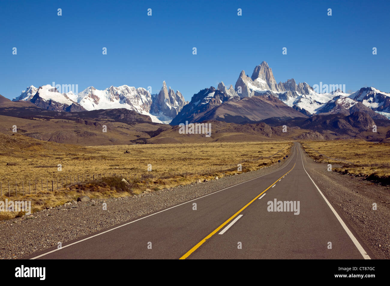 Blick auf Mount Fitzroy reichen von Ruta 23 Stockfoto