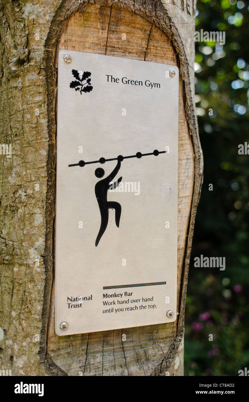 Green Fitness-Studio, eine Initiative des National Trust - eine außen Gym am Loe Pool, Cornwall Stockfoto