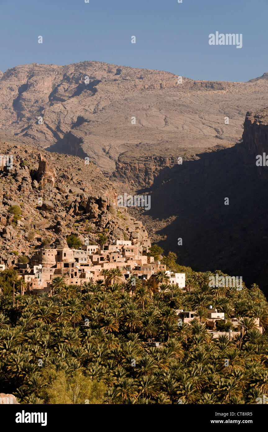 Blick auf die Stadt Elk207-2597v Misfat Al Abriyeen, Oman Stockfoto