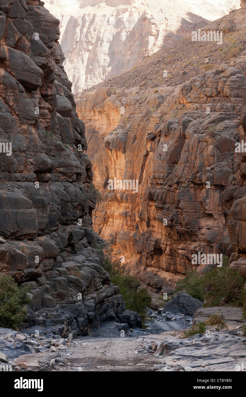 Elk207-2695v Oman, Wadi Nakhur, Canyon-Landschaft Stockfoto