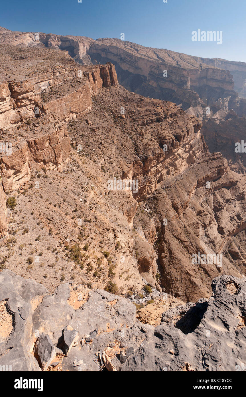 Elk207-2740v Oman, Jebel Shams, Berglandschaft am Plateau, 1950 m Stockfoto