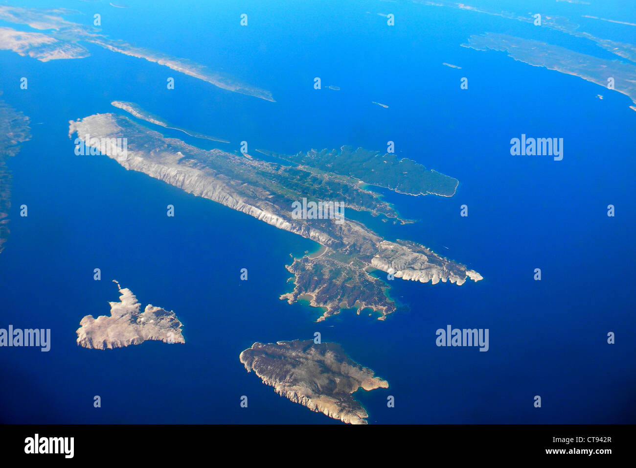 Fliegen Sie Georgien, über griechische Insel Stockfoto
