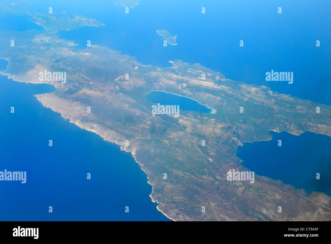Fliegen Sie Georgien, über griechische Insel Stockfoto