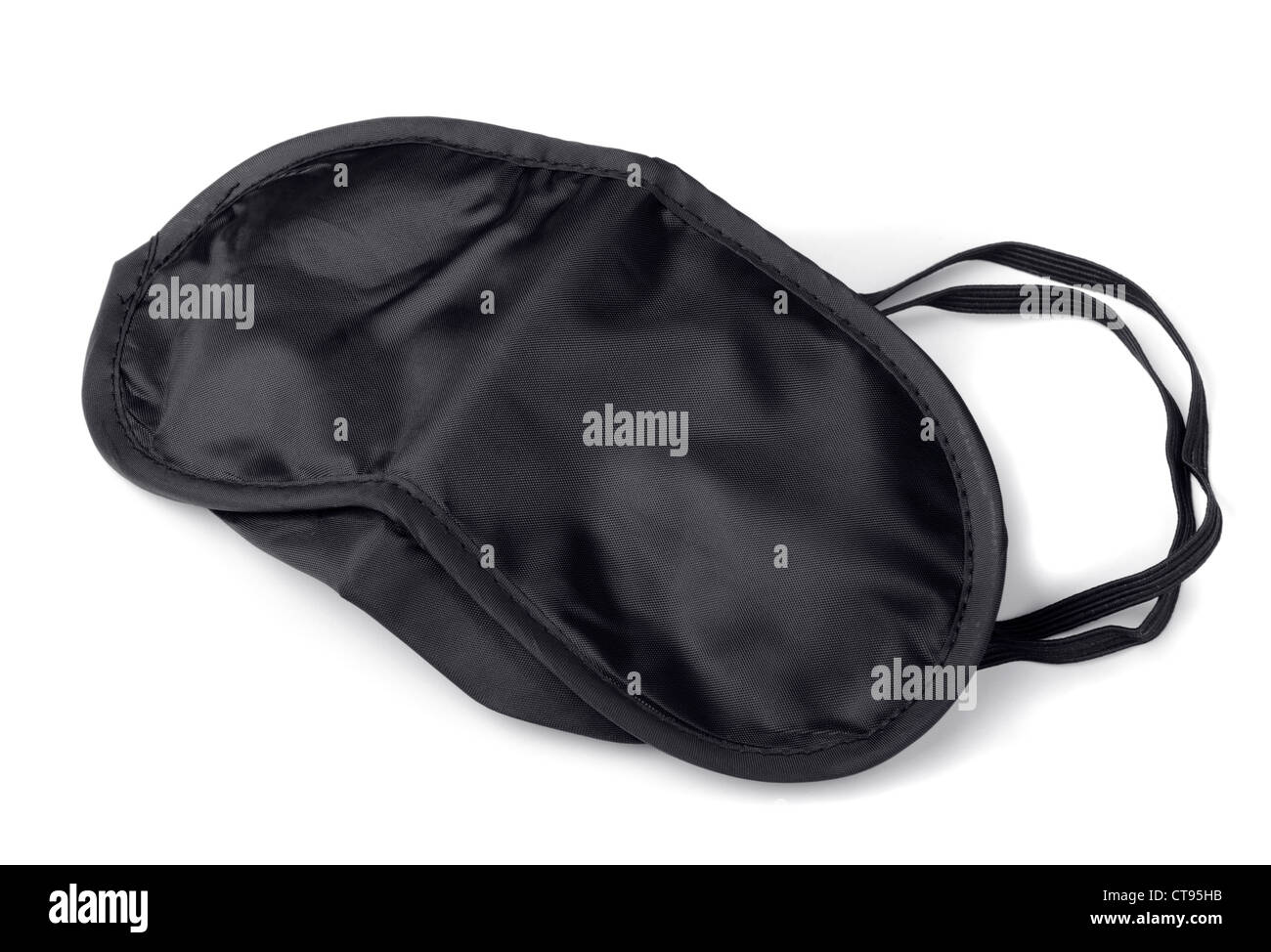 Schwarze Textilien Schlafmaske isoliert auf weiss Stockfoto
