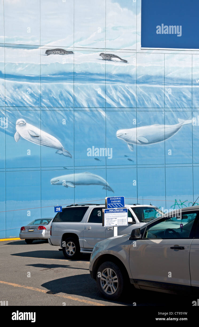 Wandmalerei. Parkplatz. Anchorage. Alaska. USA Stockfoto
