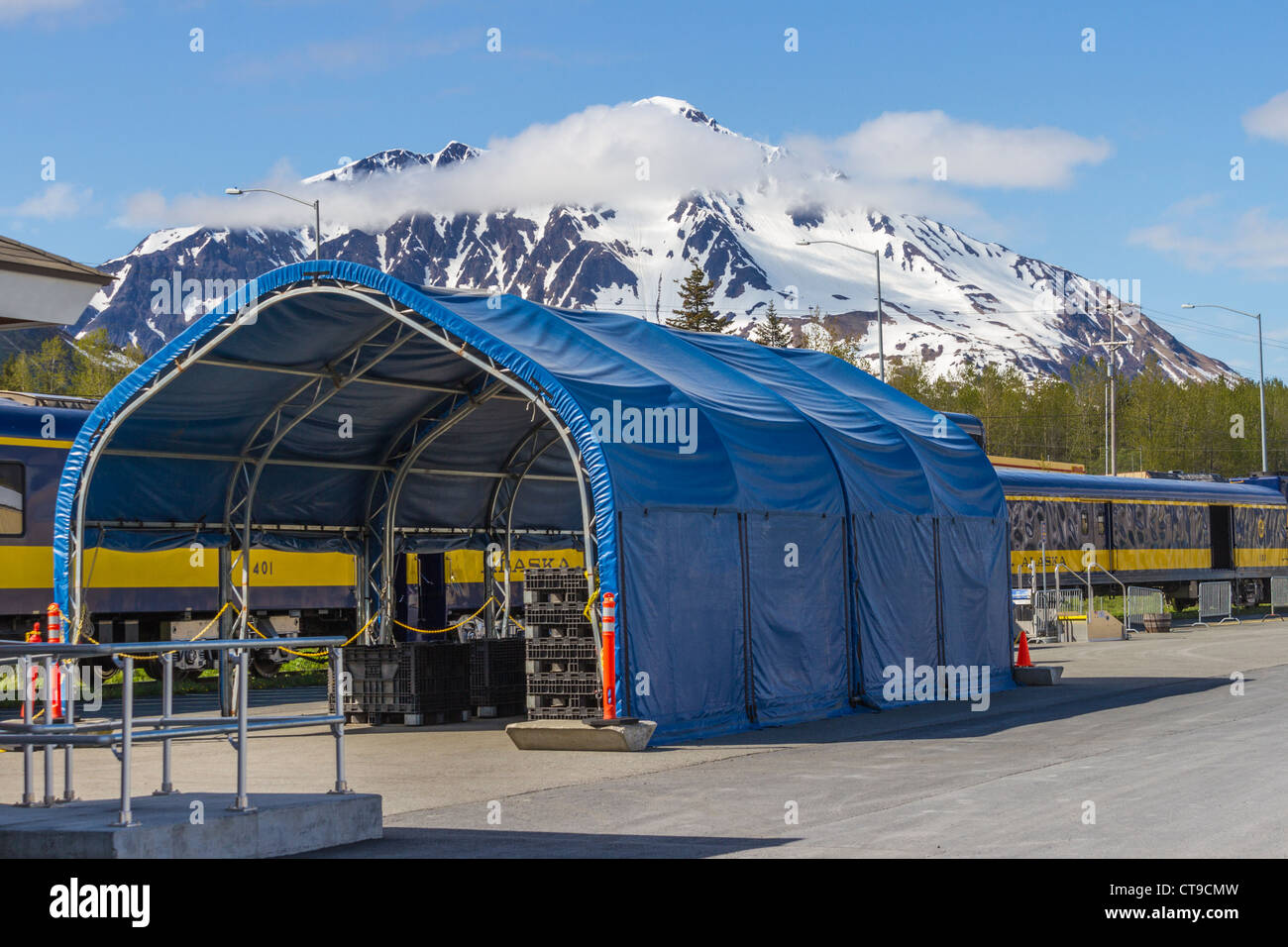 Alaska Railroad Depot in Seward. Stockfoto