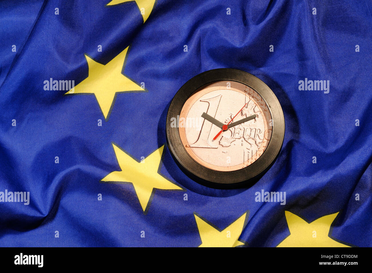 EU-Europa Euro Münze Uhr Stockfoto