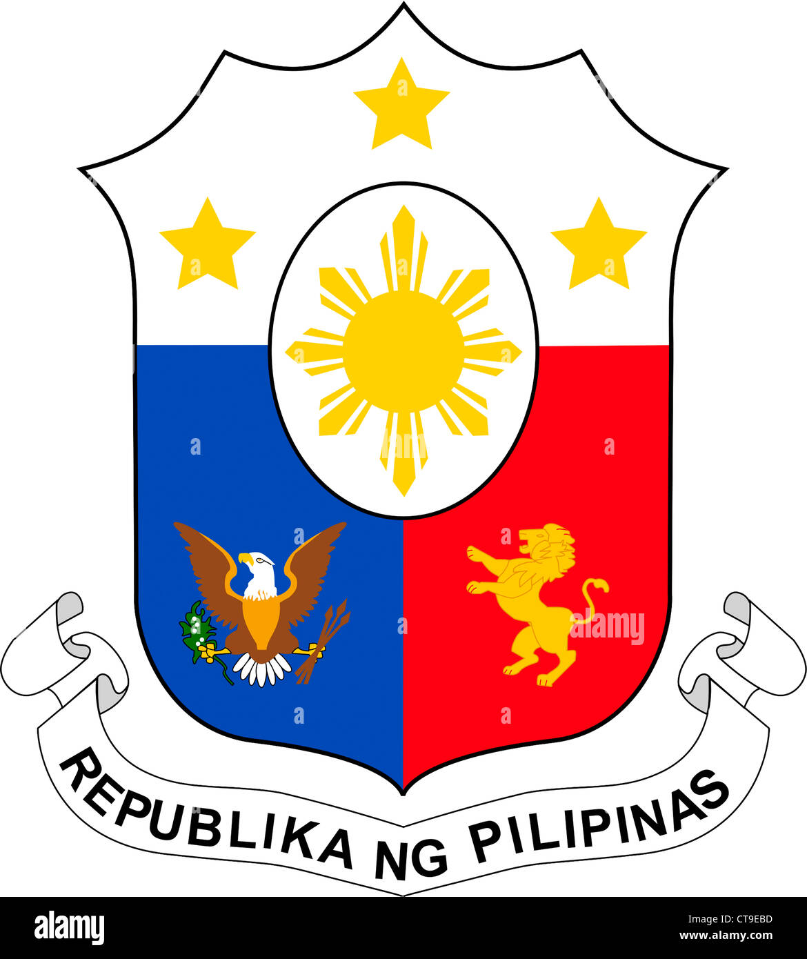 Staatswappen der Republik der Philippinen. Stockfoto
