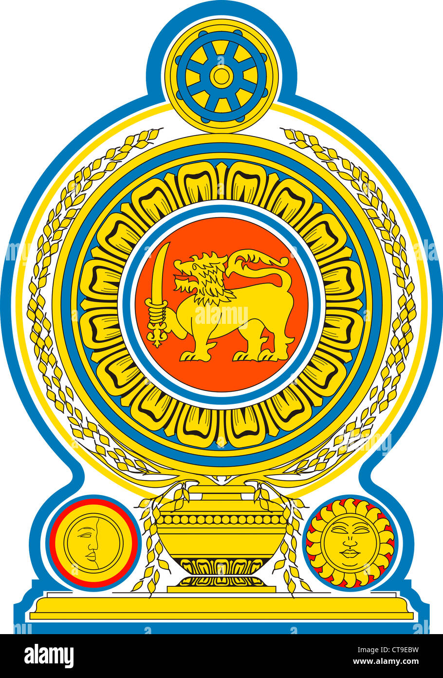 Staatswappen der Demokratischen Sozialistischen Republik Sri Lanka. Stockfoto