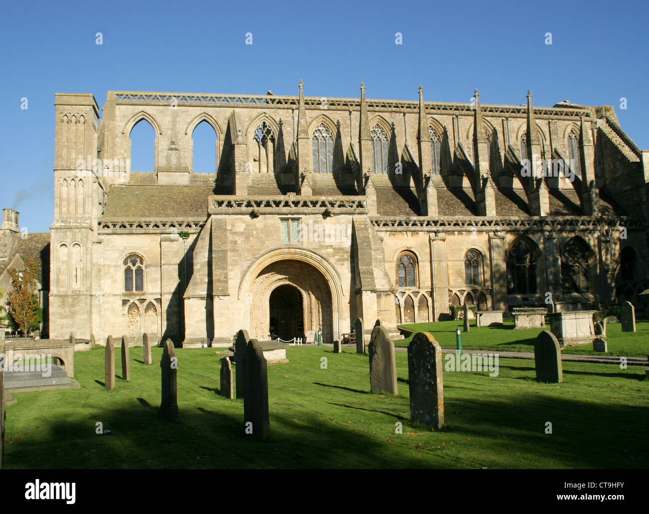 Malmesbury Abbey Südfront Strebebögen Malmesbury Wiltshire England Stockfoto