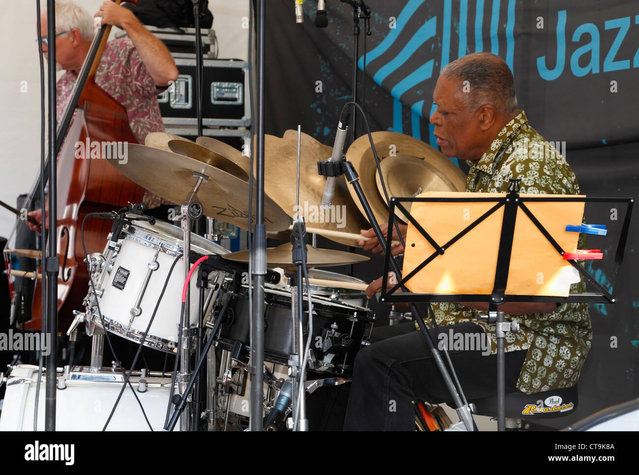 Billy Hart Schlagzeug im Vincentz, Hart und Cameron, erklingt in Vandkunsten in Kopenhagen - Copenhagen Jazz Festival Stockfoto