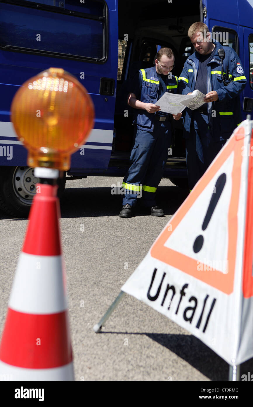 THW, technische Unterstützung, Platoon-zentrale Stockfoto