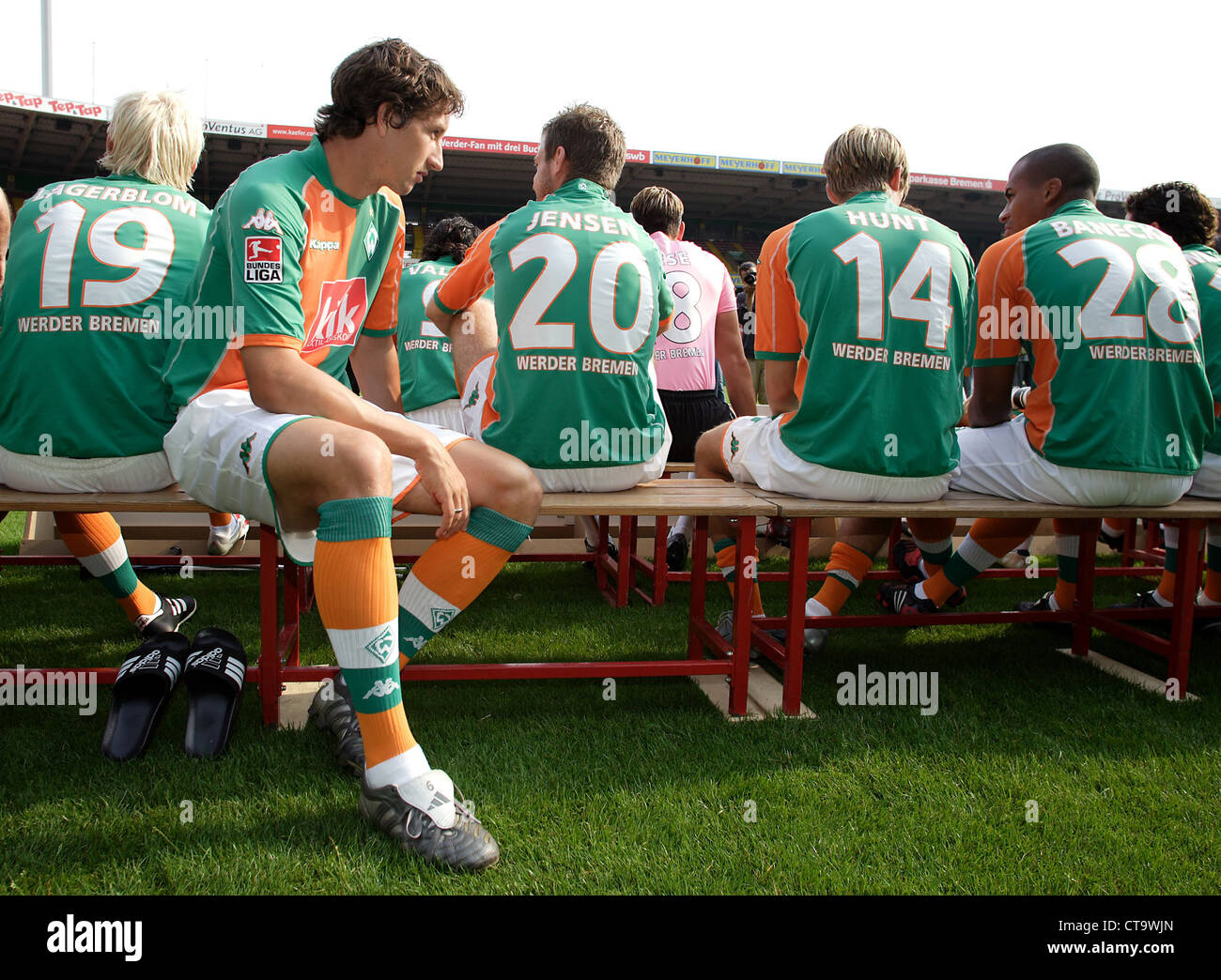 Mannschaftsfoto des Fußball-Bundesligisten Werder Bremen Stockfoto