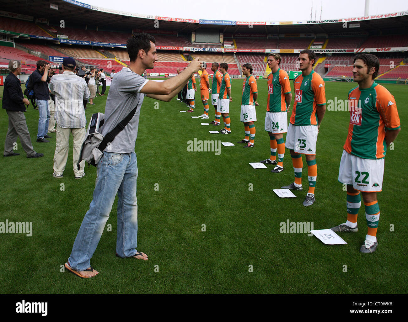 Mannschaftsfoto des Fußball-Bundesligisten Werder Bremen Stockfoto