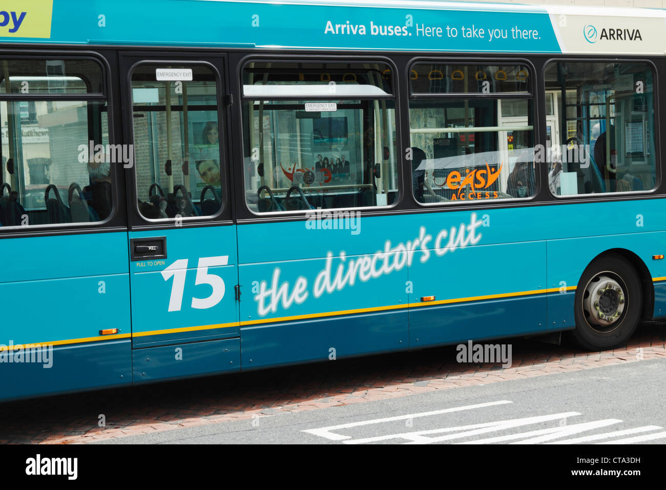 Die Nummer 15 Arriva-Bus, der zwischen Roseworth und Thornaby im Nordosten von England verläuft. Stockfoto