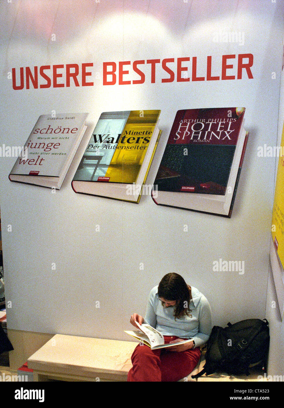 Leipziger Buchmesse, die meistverkaufte Werbung Goldmann Verlag Stockfoto