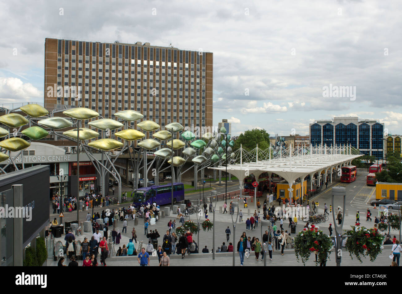 Busbahnhof Stratford Zeitpunkt 2012 London Olympics Großbritannien Uk Juli 2012 Stockfoto