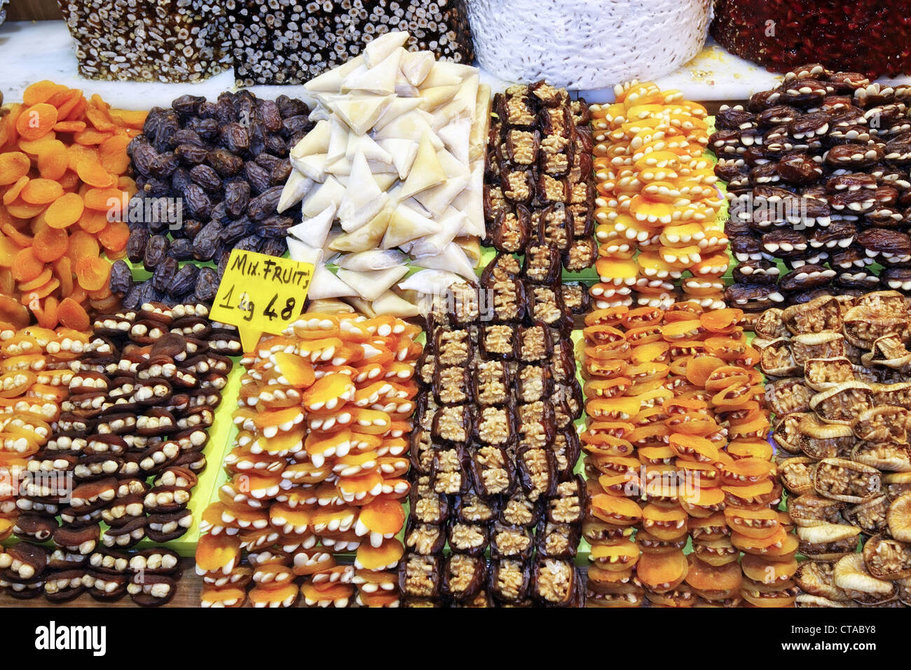 Süßigkeiten in Ägypten Basar, Misir Carsisi, Istanbul, Türkei, Europa Stockfoto