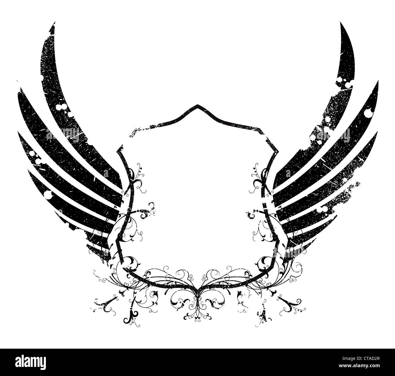 Vector Grunge Retro-Emblem mit Schild Stockfoto
