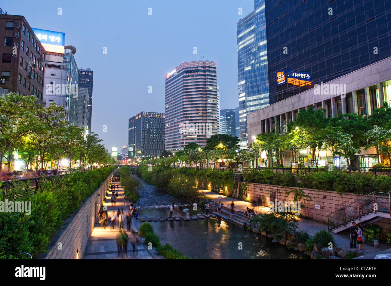 Cheonggyecheon Stream in zentralen Seoul Südkorea Stockfoto