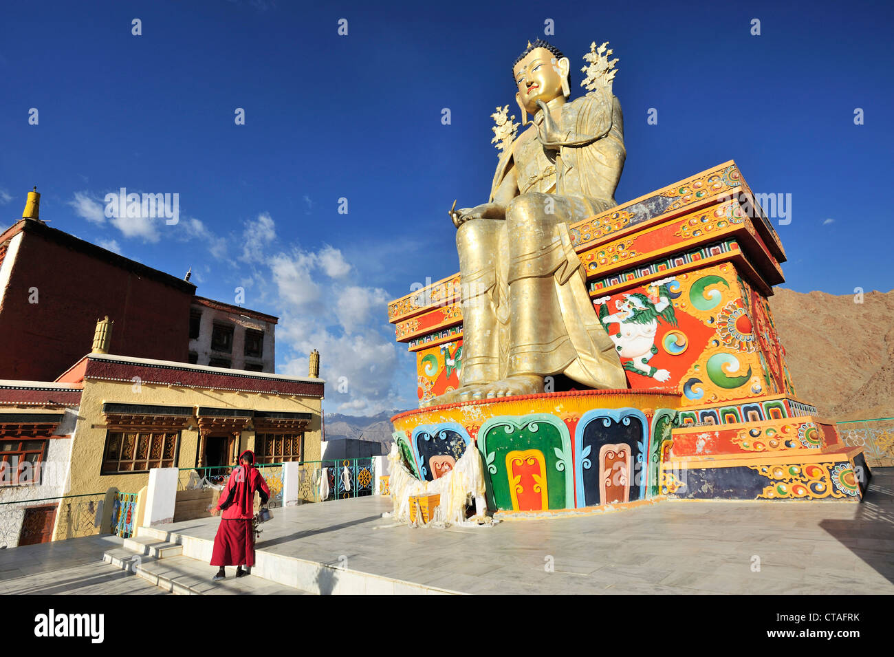 Statue von Buddha, Kloster Likir, Likir, Tal des Indus, Ladakh, Jammu und Kaschmir, Indien Stockfoto