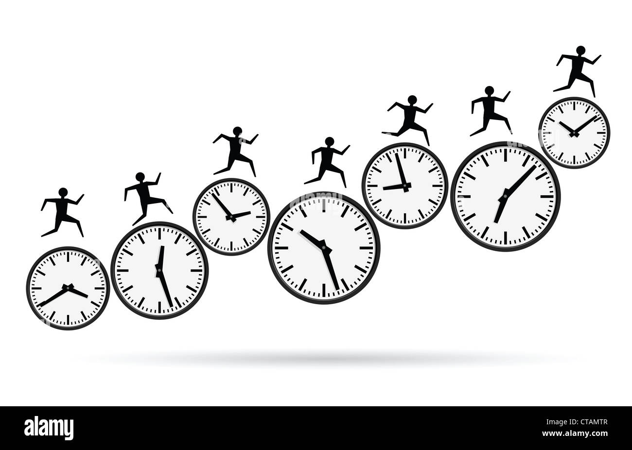 Vektor-Illustrationen beschäftigt Konzepte, läuft die Zeit davon. Stockfoto