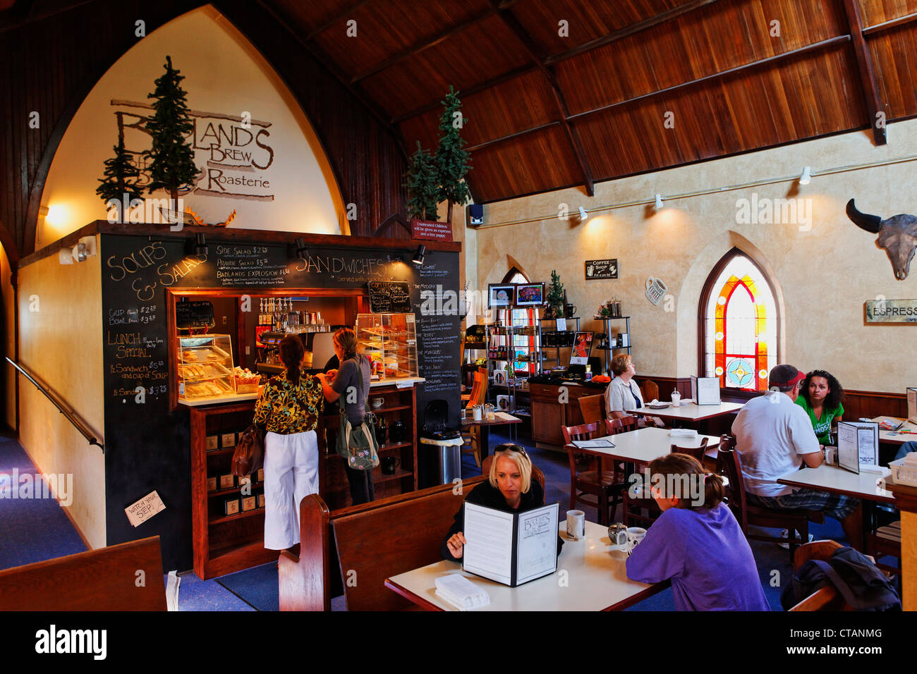 Gäste in den Badlands zu brauen, Cafe, Dickinson, Stark County, North Dakota, USA Stockfoto