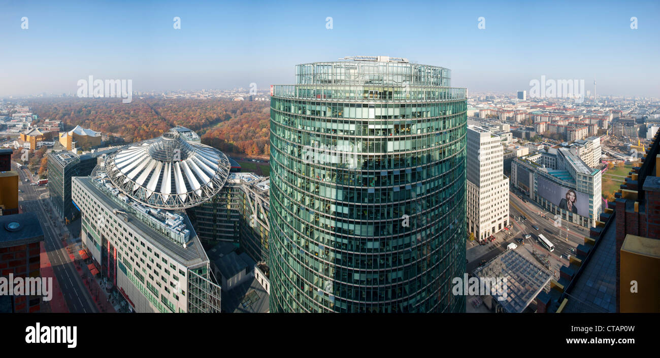 Blick von der Kollhoff-Tower, Sony Center, DB Tower, Potsdamer Platz, Berlin, Deutschland, Europa Stockfoto