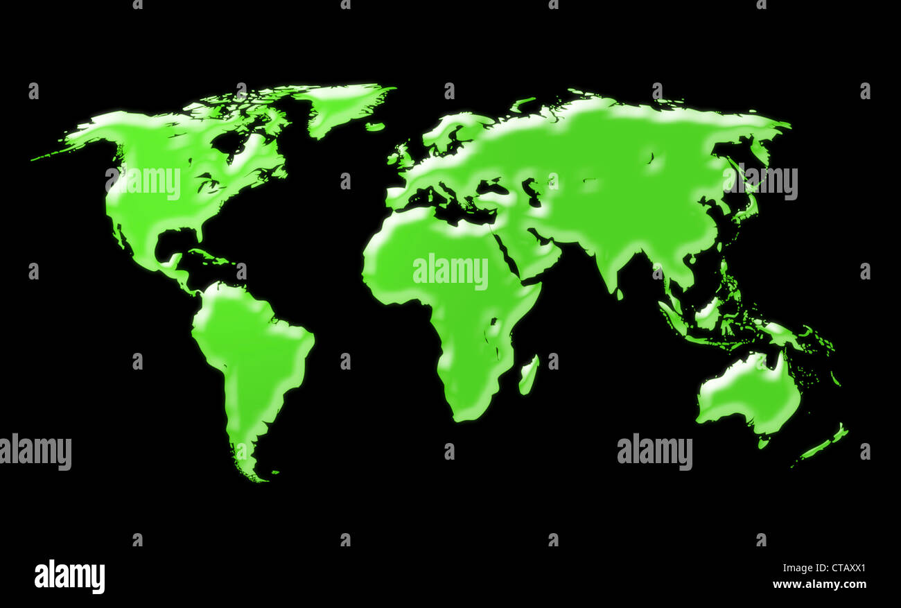 Welt Karte - schwarzen Hintergrund Stockfoto