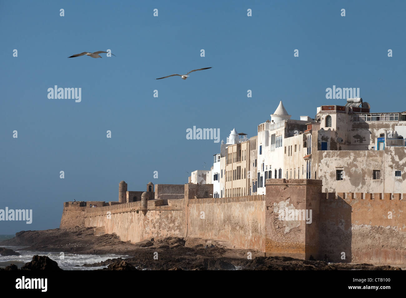 Die befestigte Stadt, Stadtmauer und Medina von Essaouira, Marokko in Nordafrika Stockfoto